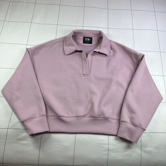 Abercrombie YPB Sweatshirt Womens Medium Purple Pink NeoKnit Polo Lounge Active - Picture 2 of 9
